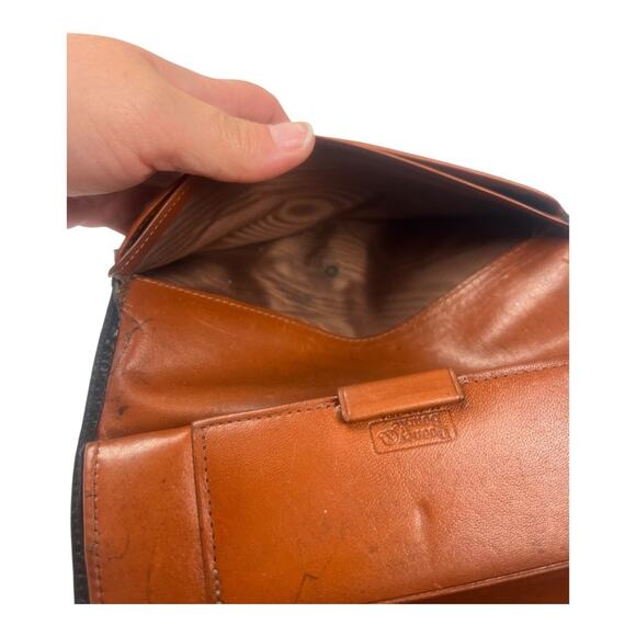 DOONEY & BOURKE Wallet Clutch Navy Blue Tan Vintage Kiss-Lock Bifold Classic - Picture 11 of 15